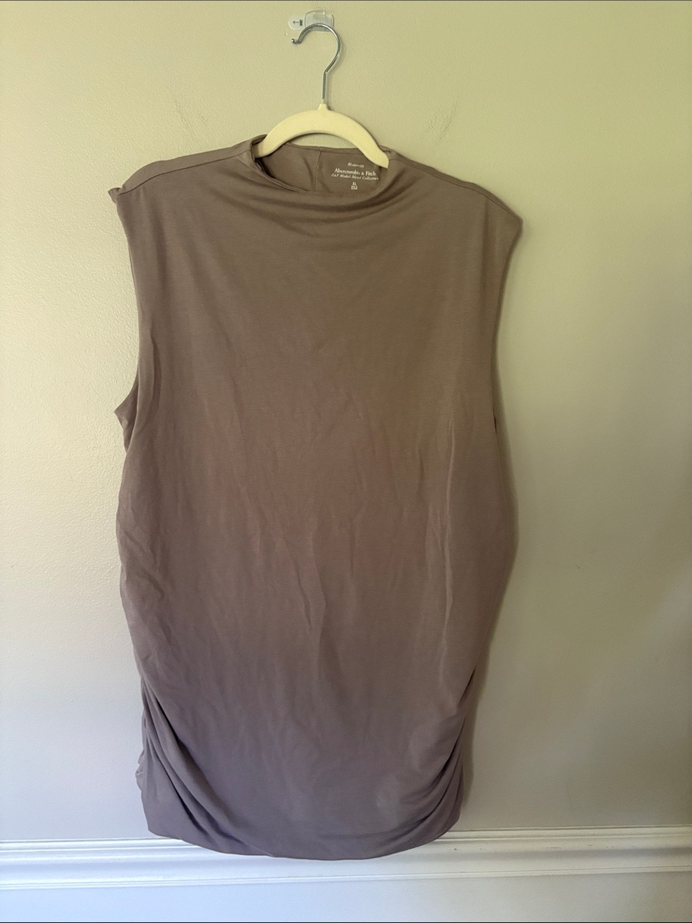 Abercrombie & Fitch Maternity Sleeveless Mock Neck Tank Modal Blend - Taupe